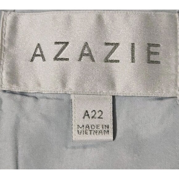 Azazie Bondi A Line Chiffon Ruffle Dress Sky Blue Plus Size 22 - Picture 7 of 7